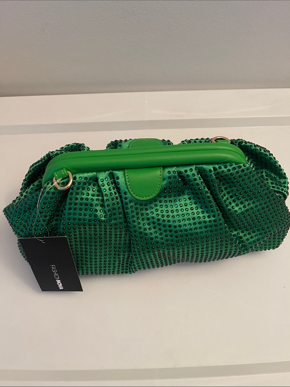 Fashion Nova Emerald Green Studded Clutch - Picture 6 of 6